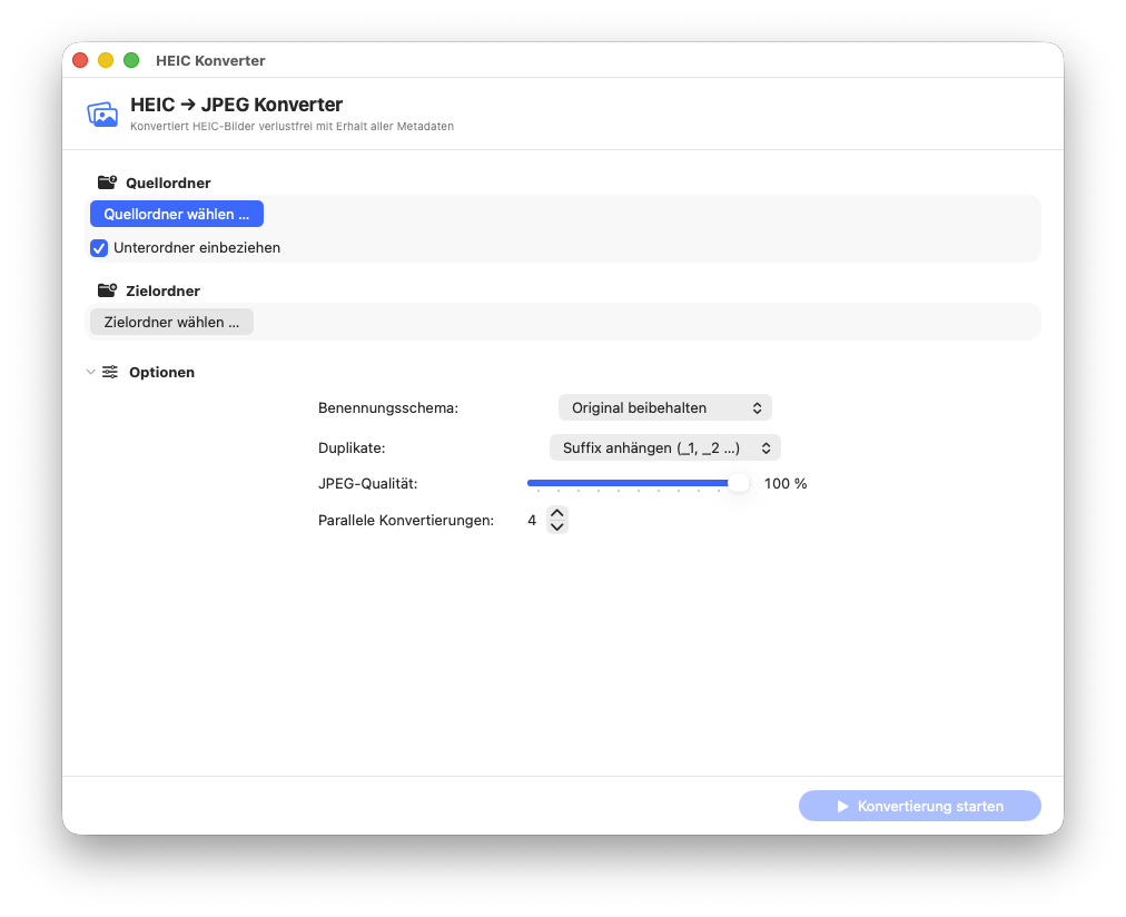 HEICConverter macOS App — Stapelkonvertierung mit Metadaten-Erhaltung